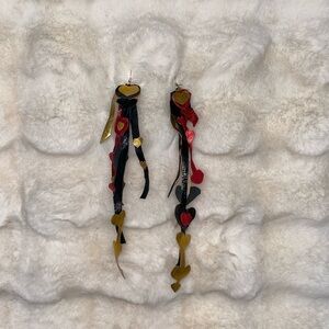 HANDCRAFTED Heart shaped earrings NWT of my own Y2K like design genuine leather